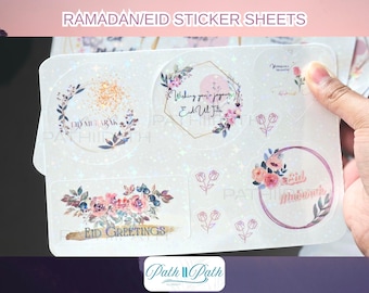 Holographic Eid Mubarak Stickers: Islamic Gift Labels