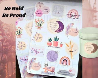 Islamic Stickers, Aesthetic Boho Planner Stickers, Positive Reminders, Spiritual Reminders, Spiritual Stickers, Islamic Quotes, Journaling