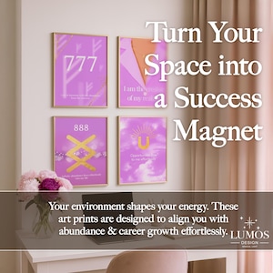 Manifestation Wall Art Set – 7 Digital Prints with Runes & Number Sequences for Wealth and Success