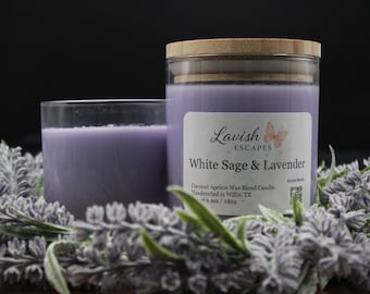 White Sage & Lavender Candle | Herbal Floral | Hand-Poured TX