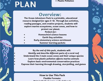 Ocean Adventure Pack for Kids | Coral Reefs, Ocean Zones, Plastic Pollution Activities | Printable Science Worksheets