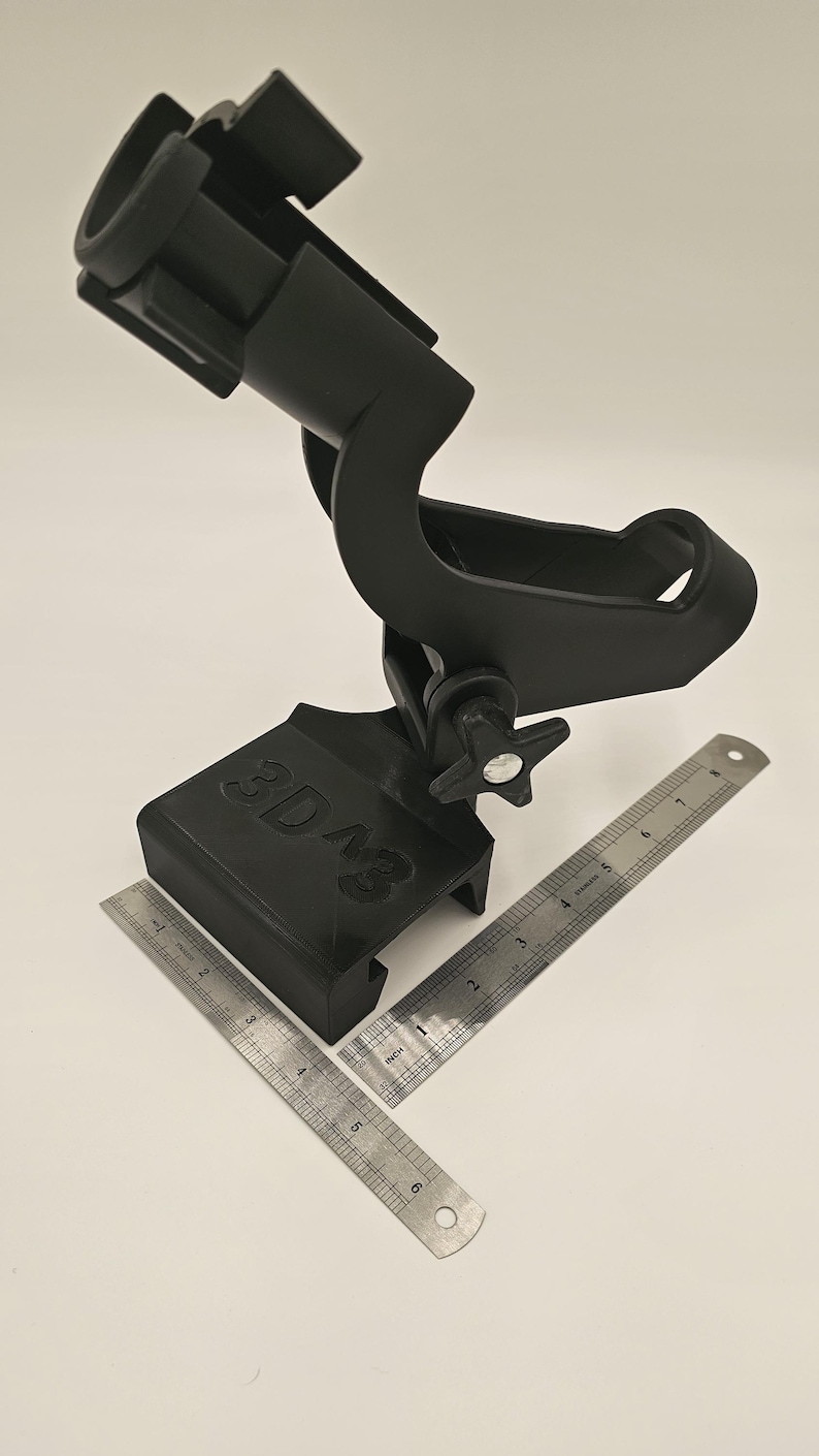 LBW 2-peg mount seated in rail clip with sizing reference.