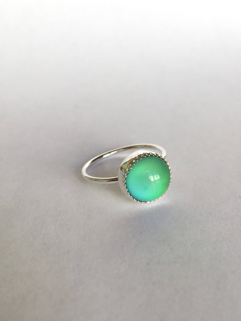 Round Mood Ring Sterling Silver or 14k Gold image 5