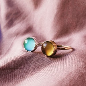 Round Mood Ring Sterling Silver or 14k Gold image 2