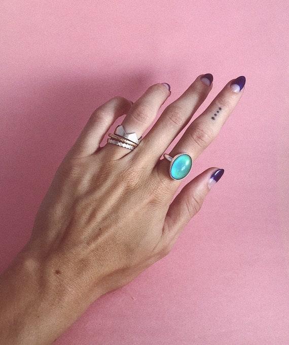 Large Oval Mood Ring Sterling Silver or 14k Gold Etsy