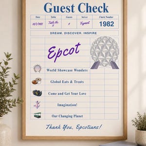 Epcot gastencheck muurdecoratie | Disney Parken muurdecoratie | Digitale download