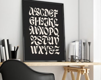 Black and White Typography Art Print – Brooklyn Alphabet – DIGITAL DOWNLOAD – Printable Hand Lettering Wall Decor