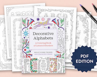 Decorative Alphabets Printable Coloring Book | Learn Hand Lettering and Relax | Downloadable Colouring Pages | Digital Download Workbook