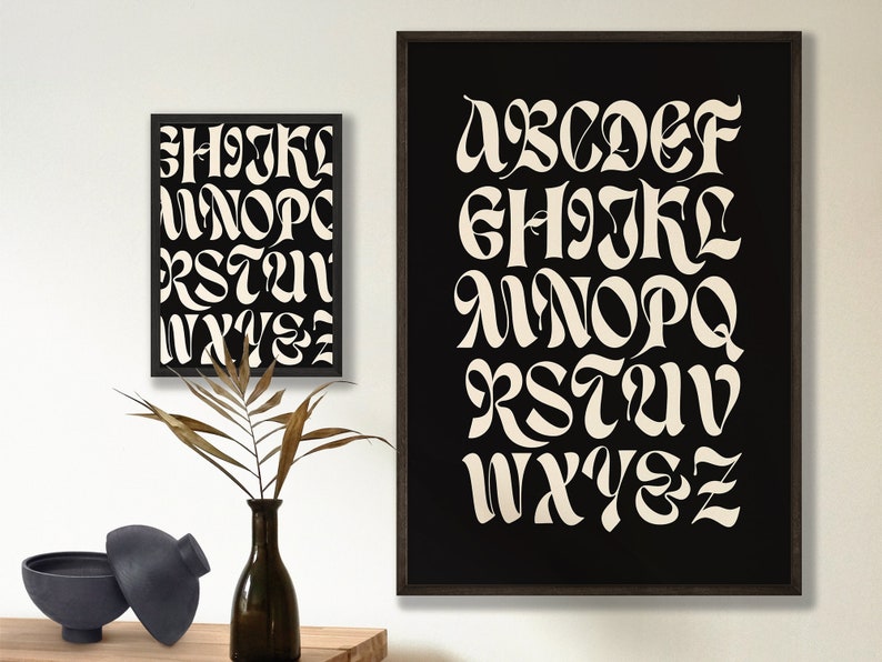 Black and White Typography Art Print Brooklyn Alphabet DIGITAL DOWNLOAD