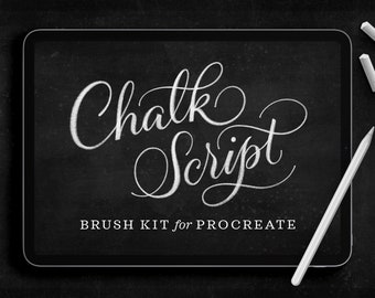 Chalk Script Procreate Brush Pack | iPad Lettering Brushes | Digital Calligraphy Brushes | Chalk Lettering and Calligraphy Bundle