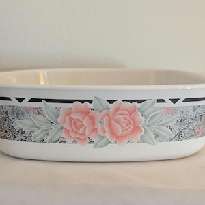 Vintage Corning Ware A-1-B Silk And Roses Casserole Dish 1 Liter 7x7