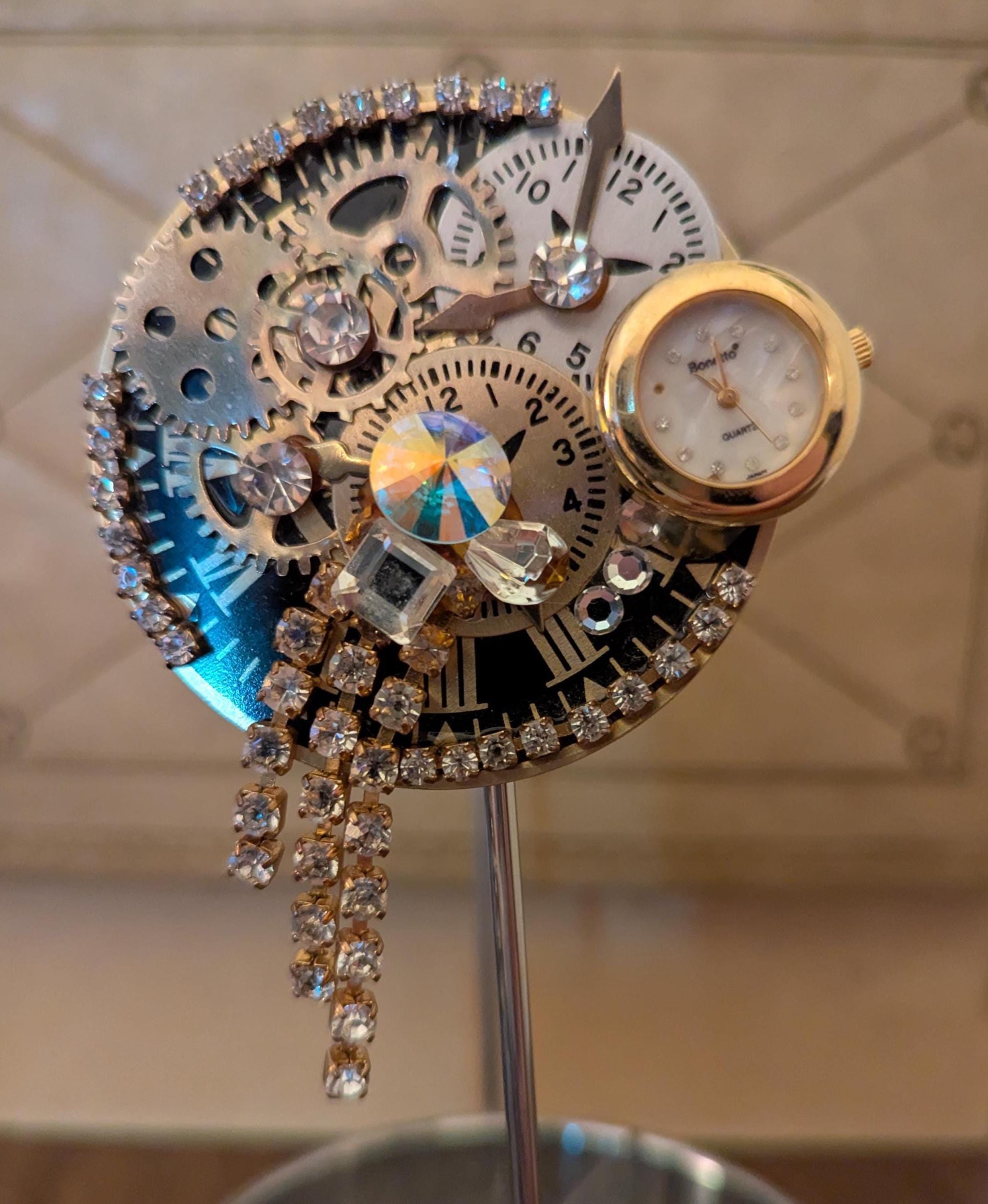 Vintage Bonnetto wrist watch bracelet women metal ornate rhinestone floral bonetto watch products for sale | eBay main image 2