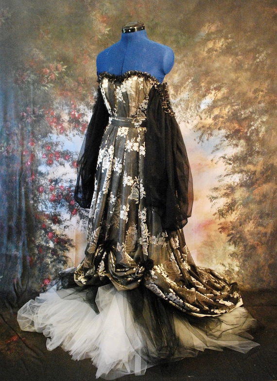 Black and Gold Edwardian Inspired Wedding Gown. - Etsy