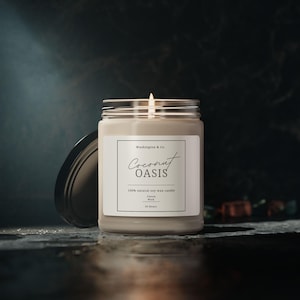 Coconut Oasis Scented Soy Candle, Relaxing Aroma, Home Decor, Gift for Her, Self-Care, Spa Day, Aromatherapy