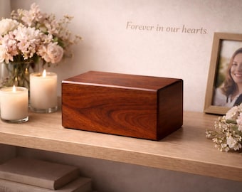 Handcrafted Rosewood Cremation Urn Box – Premium Memorial Keepsake Urn for Human Ashes | Elegant Funeral & Remembrance Urn