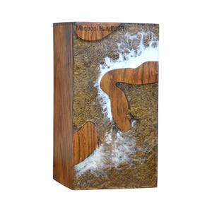 Handcrafted Rosewood Urn Box with Ocean Wave Design – Elegant Urn for Human Ashes | Urn for Human Ashes | Adult Male Female