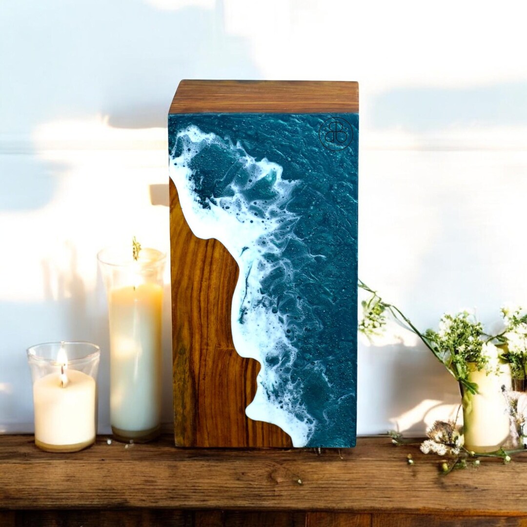 Urn Box, Rosewood & Resin Ocean Wave Urn Box | Urns for Human Ashes ...