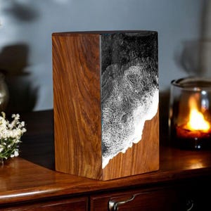Handcrafted Rosewood Urn Box with Ocean Wave Design | Premium Memorial Keepsake | Adult cremation urn