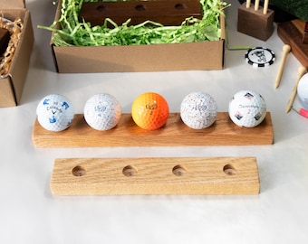 Oak Golf Ball Display Stand – Wooden Ball Holder – Golfer Gift – Desk or Office Decor