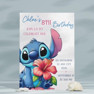 Faire-part d'anniversaire sur le thème de point avec recto et verso, modèle modifiable pour fille pour le 8e anniversaire, carte d'anniversaire sur le thème de Disney, téléchargement immédiat