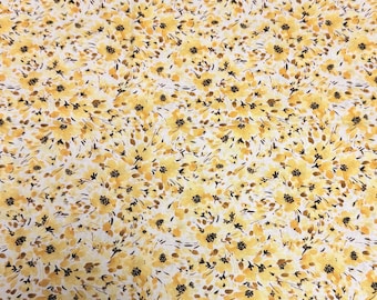 Yellow Flowers Cotton Fabric