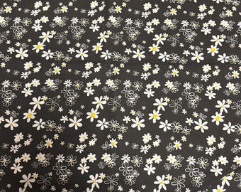 White Flowers Light Weight Cotton Fabric
