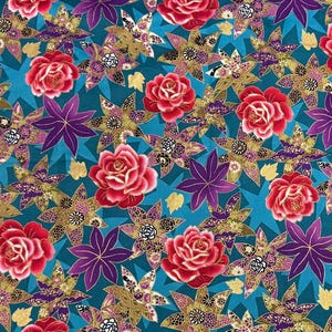Japanese Cotton Fabric/Flower And Leaf/40x44
