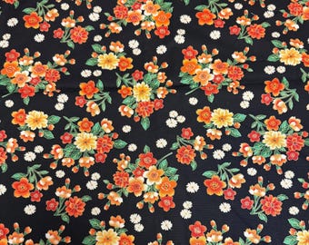 Orange Flower Cotton Fabric