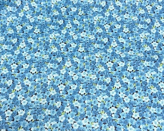 Blue Flowers Cotton Fabric
