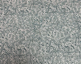 White Swirl On Bluegray Light Weight Cotton Fabric