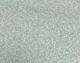 White Flowers Cotton Fabric