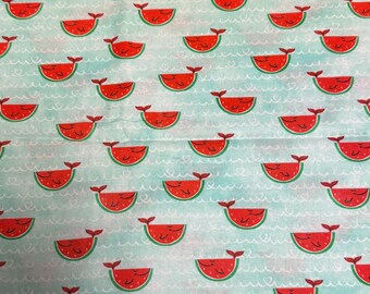 Watermelon Whale Light Weight Cotton Fabric
