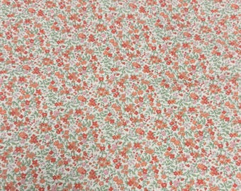 Orange Flowers Cotton Fabric