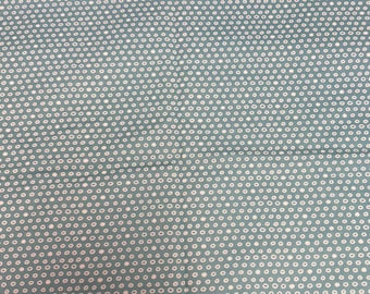 White Circle Dots On Light Blue Cotton Fabric