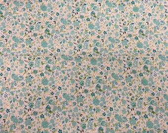Green Flowers Cotton Fabric
