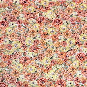 Orange Flowers Cotton Fabric