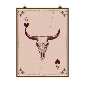 Posters verticaux mats d'inspiration western, art mural rustique, décoration tête de mort de vache, oeuvre d'art sur le thème western, décoration de style ferme, cadeau unique