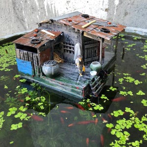 Fishtank decoration, Floating House for fish tank, Aquarium gift