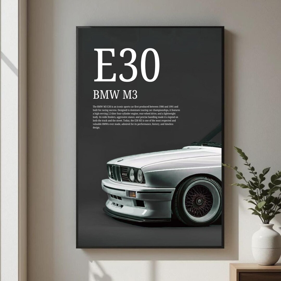 BMW E30 M3 Car Poster | Automotive Wall Art (digital Download) - Etsy