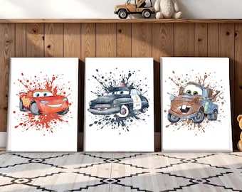 Kids Car Wall Art Printable Set | Cute Vehicle Nursery Decor | Playroom & Boys Room Art