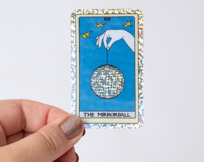 The Mirrorball Tarot Card Sticker discoball vinyl waterproof dishwasher safe glitter holographic mirror ball