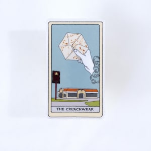 The Crunchwrap Sticker vinyl waterproof dishwasher safe taco bell supreme tarot loteria card