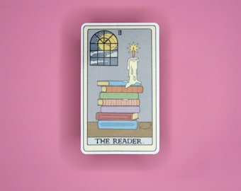 The Reader Tarot Card Sticker waterproof dishwasher safe bookish books loteria kindle ereader romantasy romance fantasy reading read book