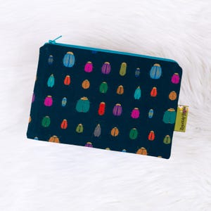 Beetle Mania Zipper Pouch pencil makeup cosmetic toiletry journal art purse every day carry bug insect
