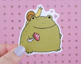 Albert and Friends Vinyl Sticker waterproof frog mushroom snail cottagecore dishwasher safe