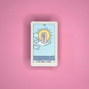Pegatina de la carta del Tarot de Coca-Cola Light, refresco de lotería de Coca-Cola, vinilo impermeable y apto para lavavajillas.