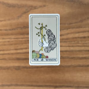 Pegatina de As de Bastos, tarot de crochet, resistente al agua, apta para lavavajillas, vinilo, tarjeta de lotería, artes de fibra