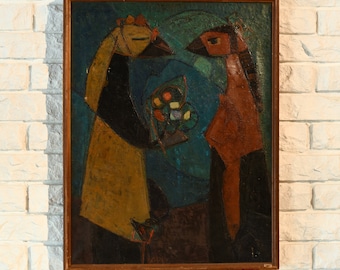 Mid-Century Modern Abstract Bird Painting