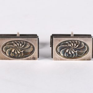 Georg Jensen Sterling Silver Floral Swirl Cufflinks 59A Denmark Mid Century