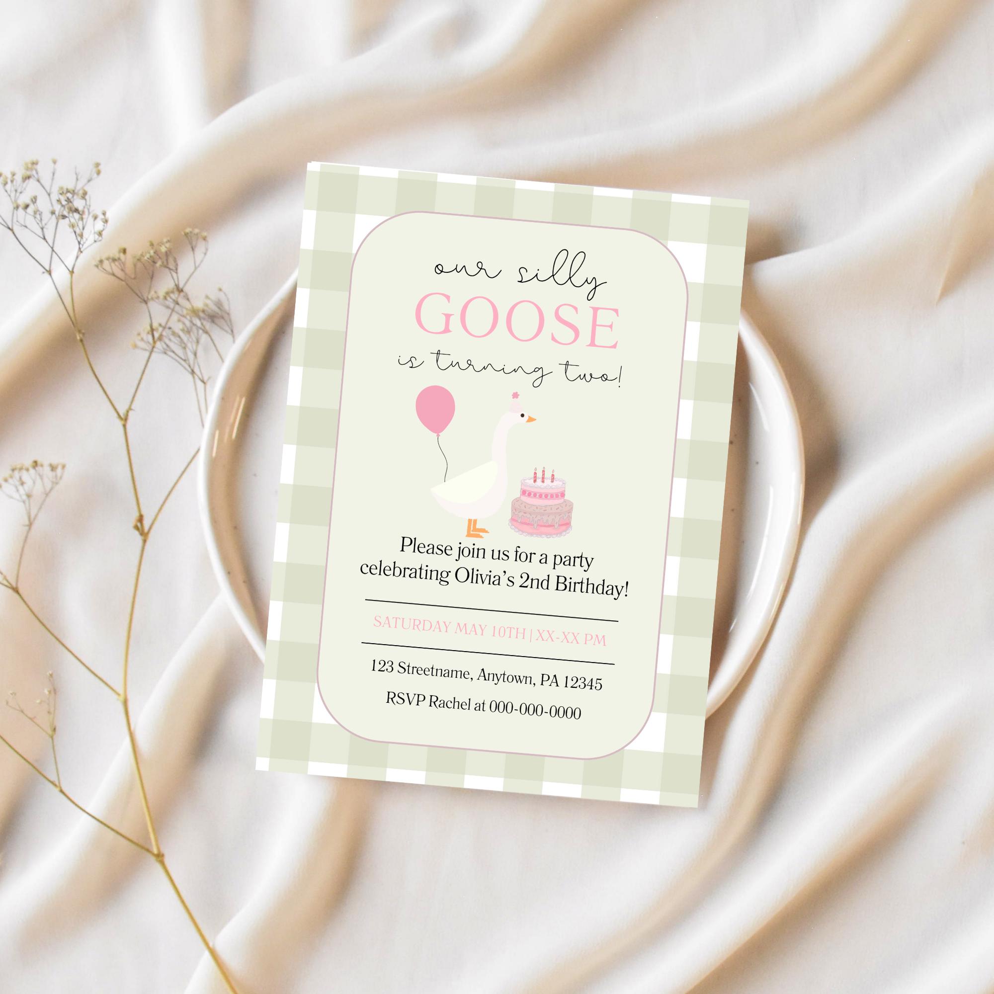 Our Silly Goose is Turning Two Birthday Invitation